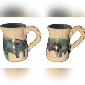 Handcrafted Ceramic Mugs with Twisted Handle